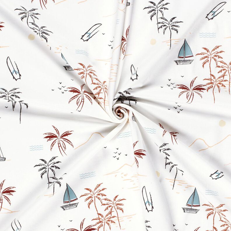 Jersey coton Plage tropicale – ivoire/caramel,  image number 3