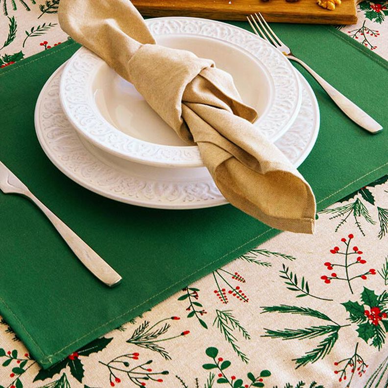 Tissu de décoration Semi-panama Gui classique – beige/vert, image number 9