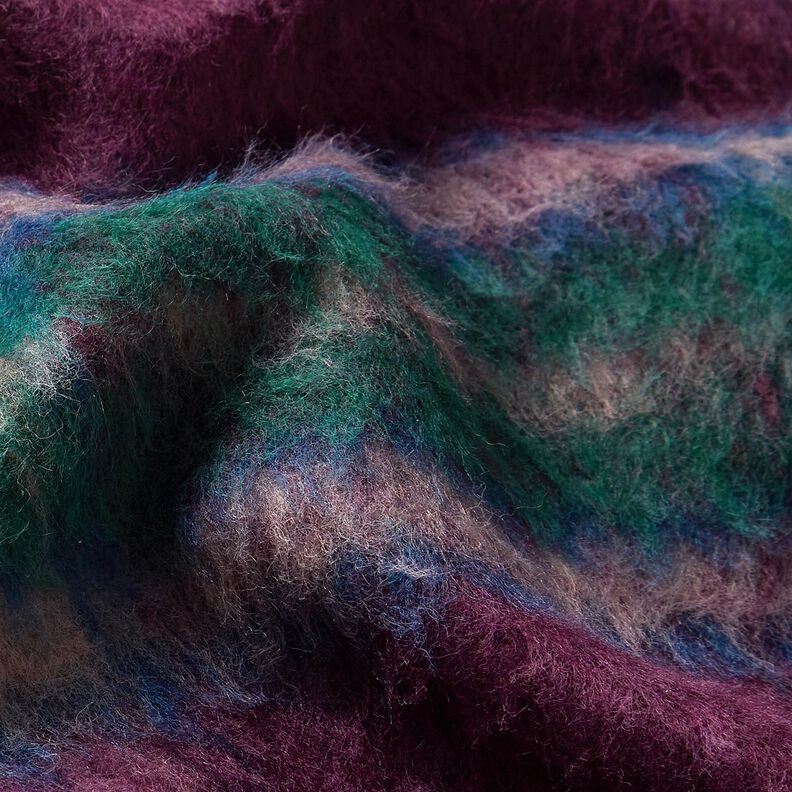 Tissu pour manteau Mélange de laine tissu brossé à carreaux – merlot/sapin bleu, image number 6