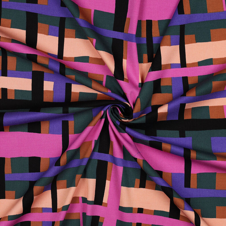 Tissu en viscose stretch Line Layers | Nerida Hansen – vert foncé/lilas, image number 3