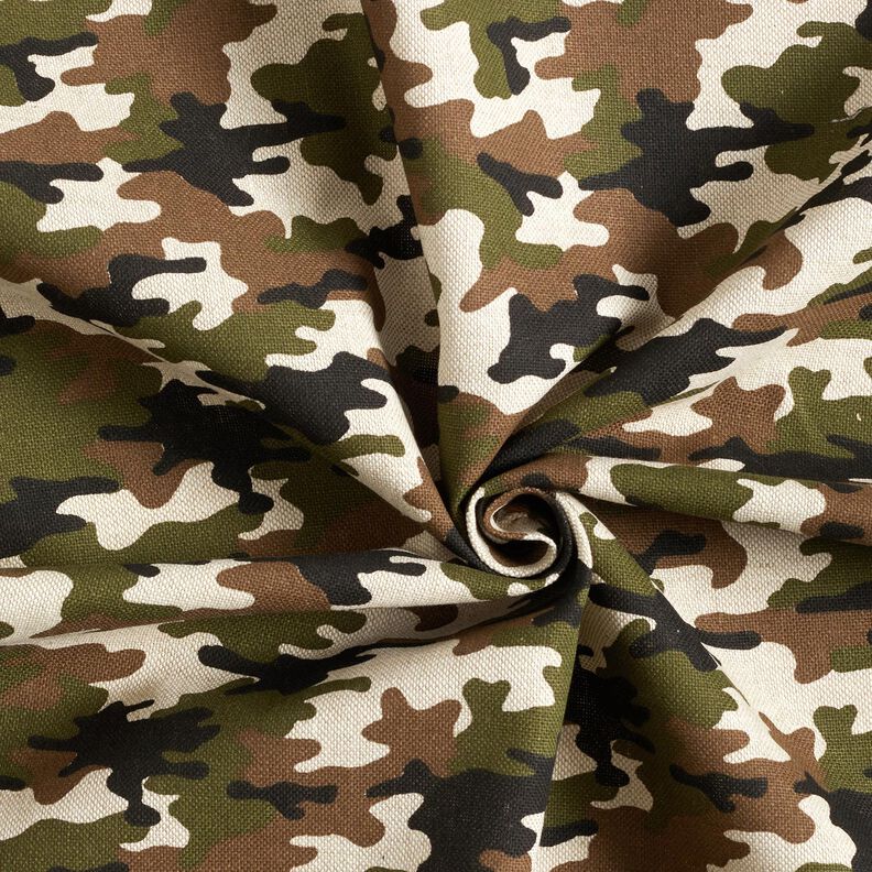 Tissu de décoration Semi-panama Camouflage – nature/olive foncé,  image number 3