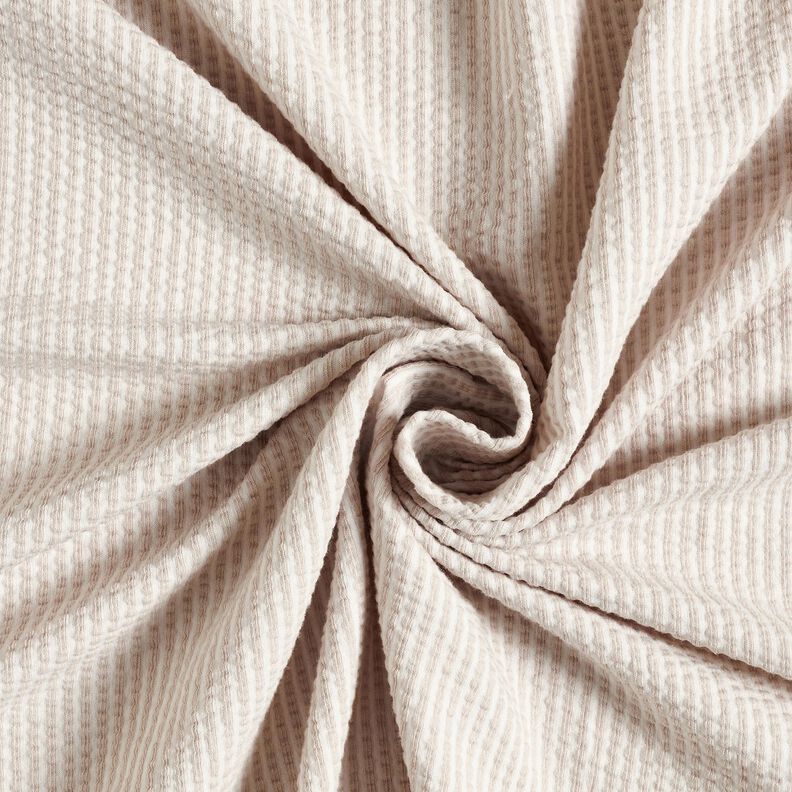 Jersey coton Seersucker Rayures fines – amande/blanc,  image number 3