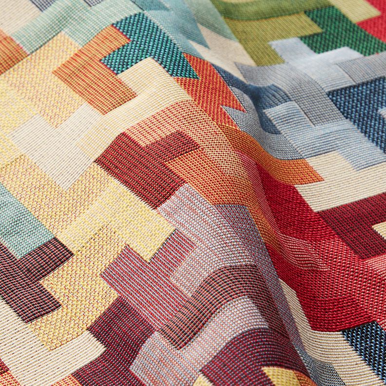 Tissu de décoration Gobelin Tetris – carmin/vert,  image number 2