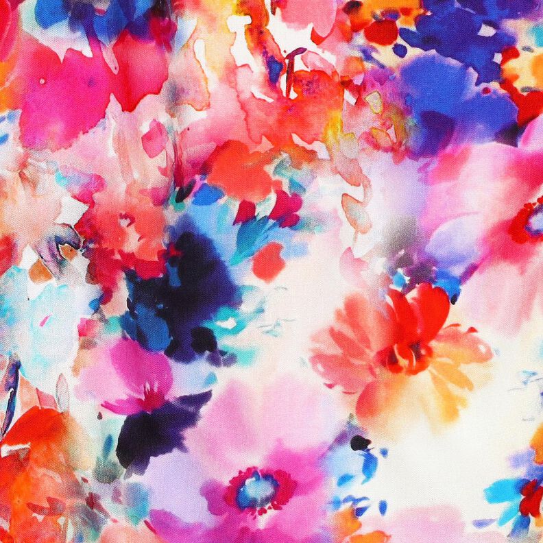 Tissu viscose Impression numérique fleurs colorées à l'aquarelle – rose intense/lilas bleu,  image number 2