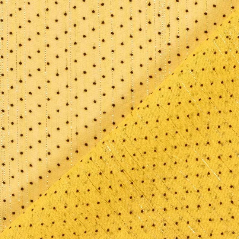 Mousseline Rayures et pois pailletés – jaune citron, image number 4