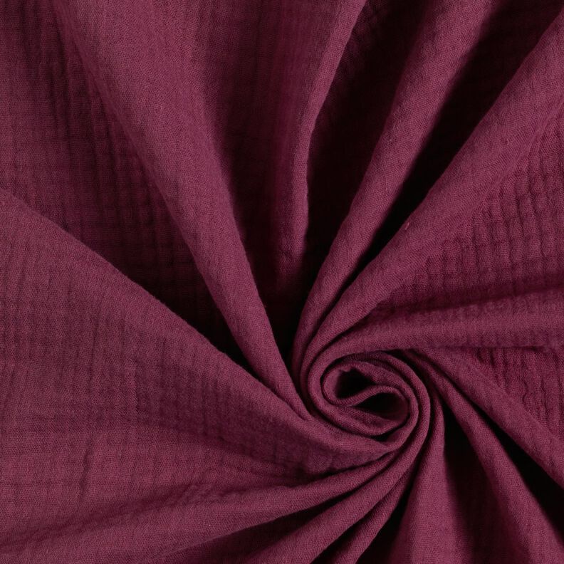 GOTS Tissu triple gaze de coton – merlot,  image number 4