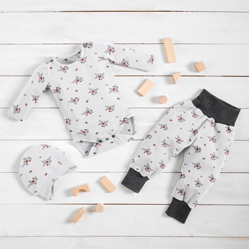 GOTS Jersey coton Fleurs éparses | Poppy Fabrics – blanc,  image number 7