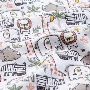 Tissu en coton Cretonne petits animaux sauvages – argent, 