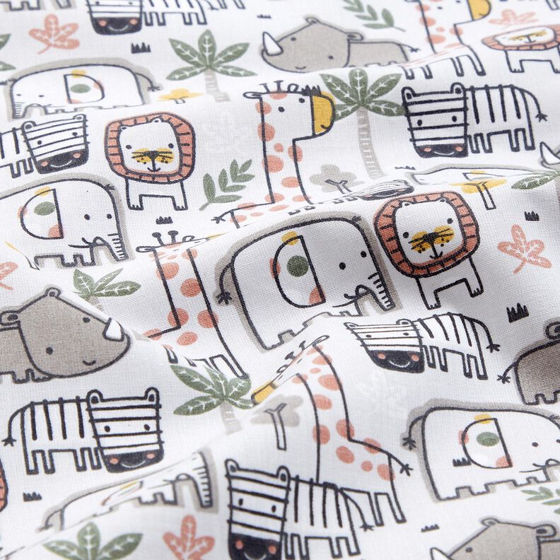 Tissu en coton Cretonne petits animaux sauvages – argent, image number 2