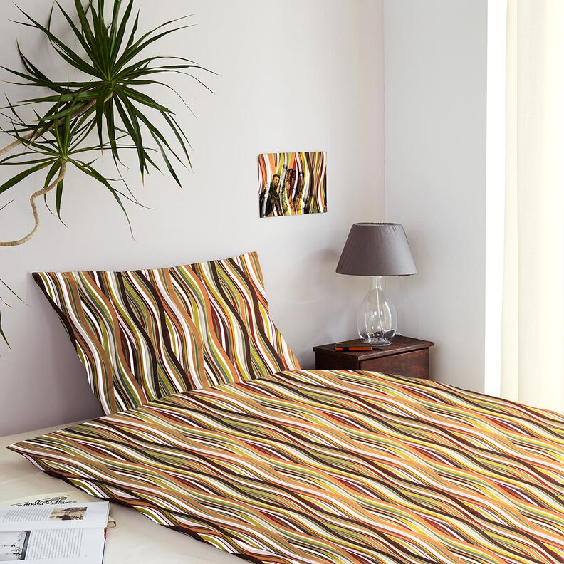 Tissu en coton Cretonne rayures ondul&eacute;es &ndash; blanc/orange clair,  image number 6