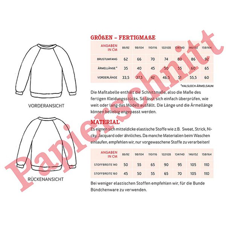 Pull simple à manches raglan SVENNI | Patron prêt à découper | 86-164,  image number 12