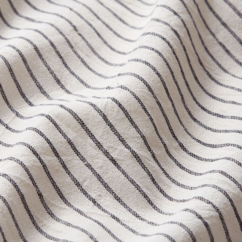 Tissu pour chemisier Coton mélangé larges rayures – écru/noir, image number 2