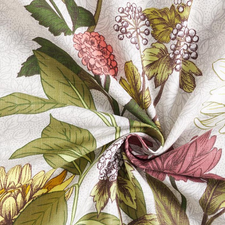 Tissu de décoration panama imprimé floral – gris brume,  image number 4