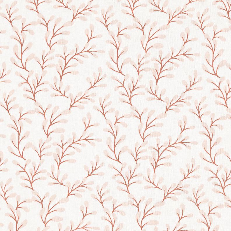 Popeline coton Branches de feuilles – blanc/or rose, image number 1