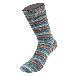 LANDLUST Sockenwolle „Bunte Ringel“, 100g | Lana Grossa – bleu/rouge, 