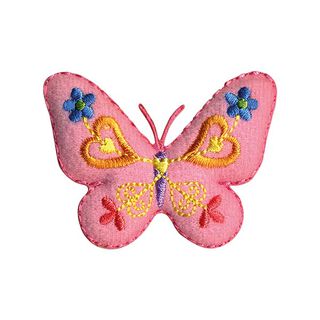 Application papillon [ 4,5 x 5,5 cm ] – rose/jaune, 
