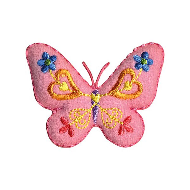 Application papillon [ 4,5 x 5,5 cm ] – rose/jaune,  image number 1