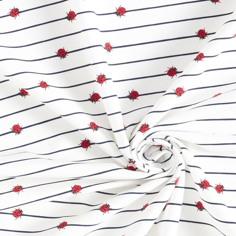 Jersey coton Rayures et coccinelles – écru,  image number 3