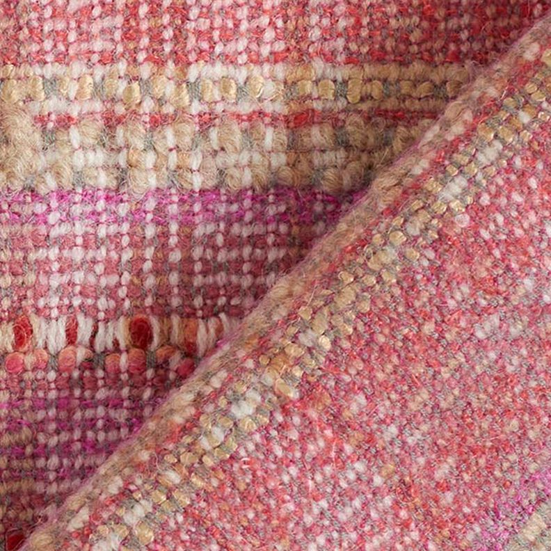 Tissu pour manteau laine mélangée bouclée – rose vif,  image number 4