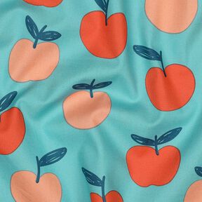 Popeline coton grosses pommes | Poppy Fabrics – bleu aqua/saumon, 