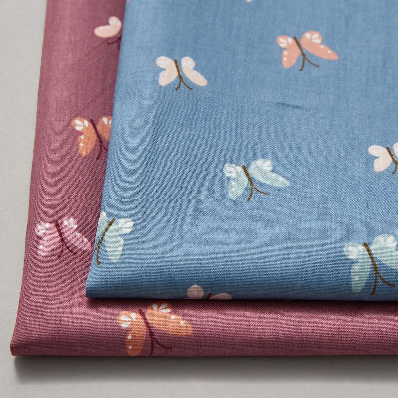 GOTS Popeline coton Papillons – bleu brillant, image number 5