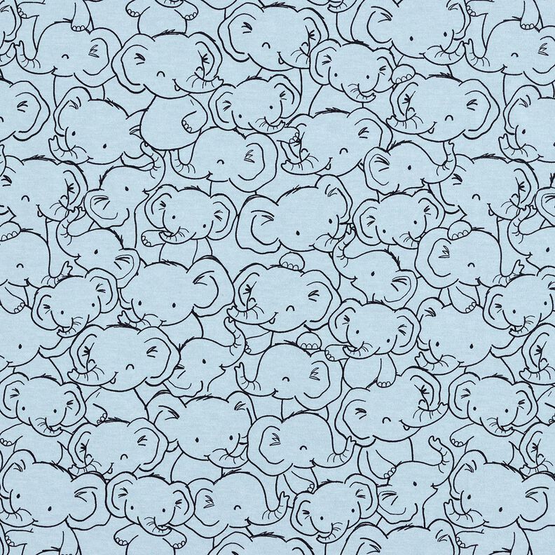 Coton mélangé Jersey Bousculade d'éléphants – bleu argenté, image number 1