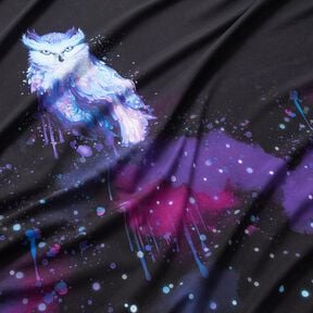 Jersey coton Papillon nocturne Panel | Glitzerpüppi – noir/raisin, 