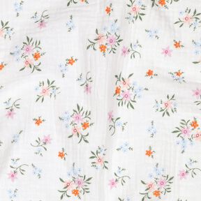 GOTS Tissu double gaze de coton Jolies petites fleurs  | Poppy Fabrics – ivoire/orange, 