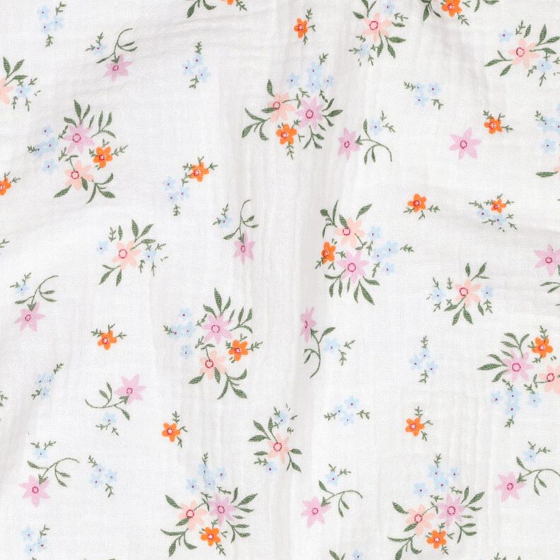 GOTS Tissu double gaze de coton Jolies petites fleurs  | Poppy Fabrics – ivoire/orange,  image number 2