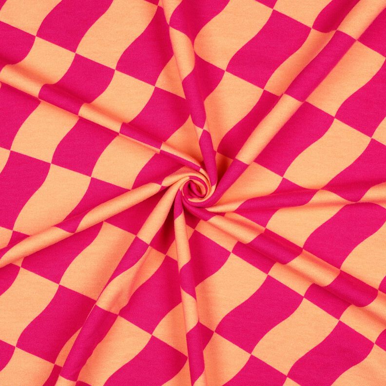 Softsweat carreaux ondulés | Poppy Fabrics – rose intense/orange pêche,  image number 3