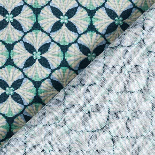 Tissu en coton Cretonne Carreaux à fleurs – pétrole/taupe clair,  image number 4