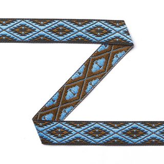 Galon jacquard Inca [15 mm] - bleu/marron, 