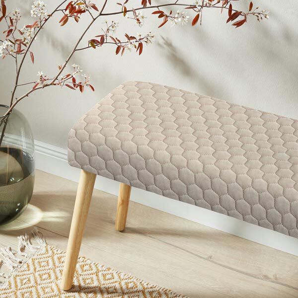Tissu de revêtement velours matelassé nid d'abeille – sable,  image number 7