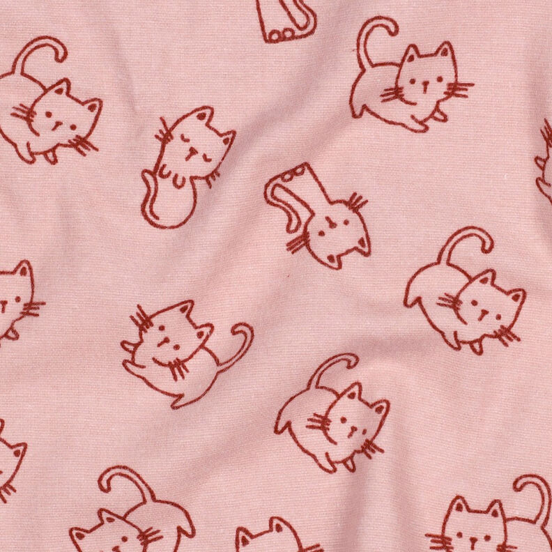 Flanelle coton Chats | by Poppy – vieux rose clair/bordeaux,  image number 2