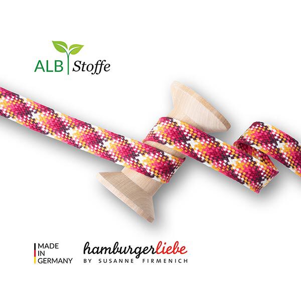 Cordon tressé bio Twist Me Check [ 24 mm ] | Albstoffe – rose vif/orange,  image number 1