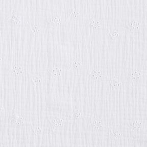 Tissu double gaze de coton Dentelle brodée Vrilles de fleurs – blanc, 