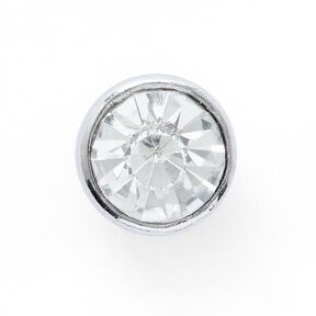 Bouton à queue métallique avec strass [ Ø10 mm ] – argent métallique, 