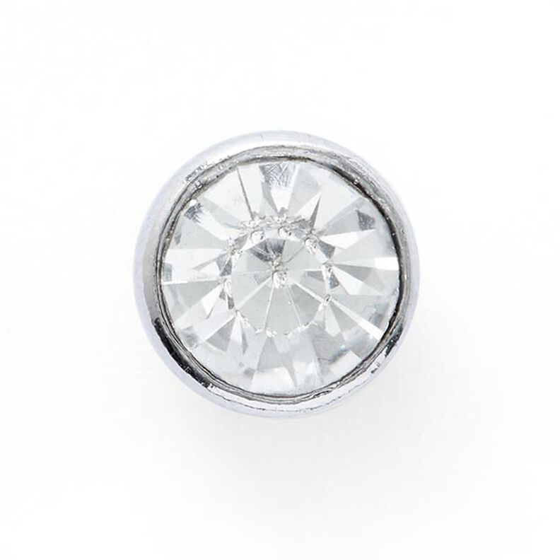 Bouton à queue métallique avec strass [ Ø10 mm ] – argent métallique,  image number 1