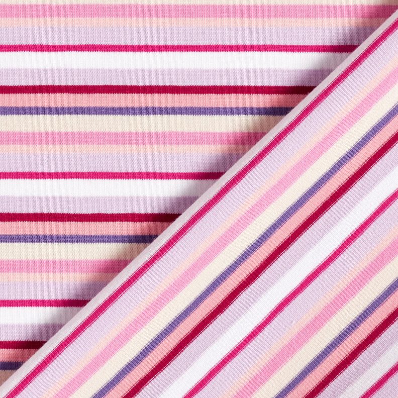 Jersey coton Ringelstreifen – mauve/rose vif,  image number 4