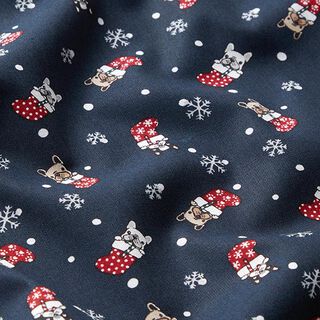Tissu en coton Popeline Chiens de Noël – bleu noir, 