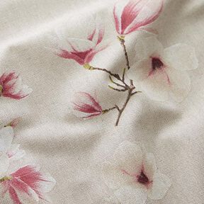 Tissu de décoration Semi-panama Fleur de magnolia – mauve/nature, 
