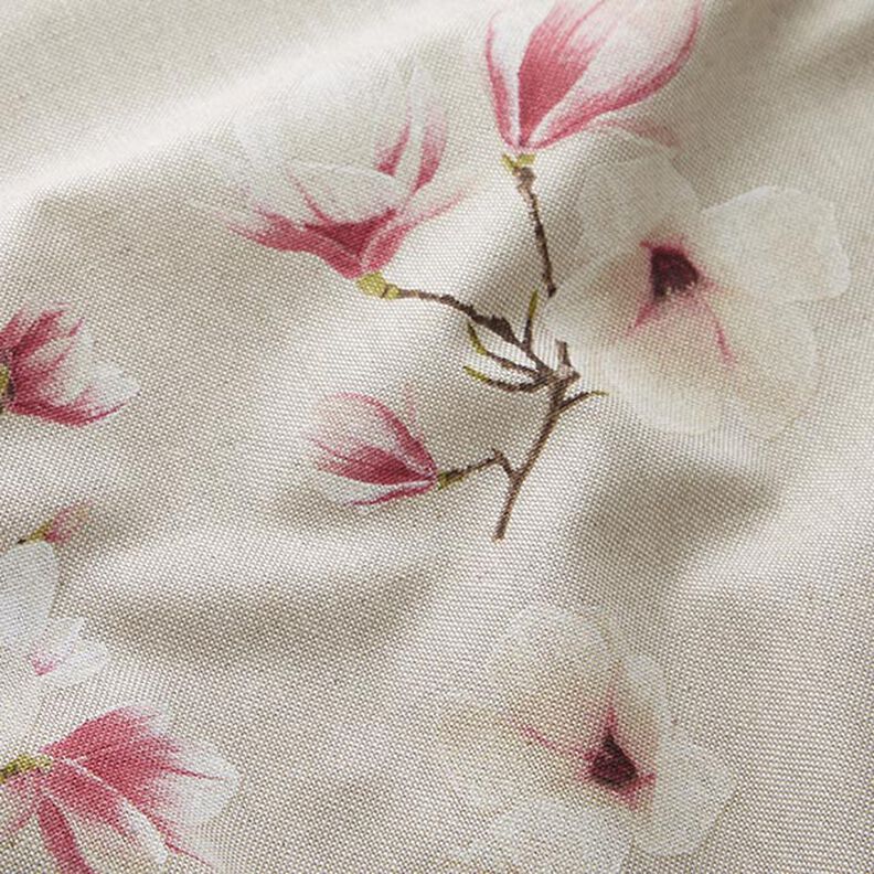 Tissu de décoration Semi-panama Fleur de magnolia – mauve/nature, image number 2