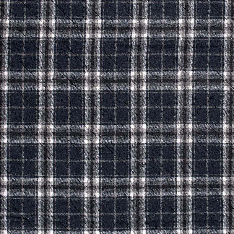 Tissu matelassé à carreaux – bleu nuit/gris pierre,  image number 1