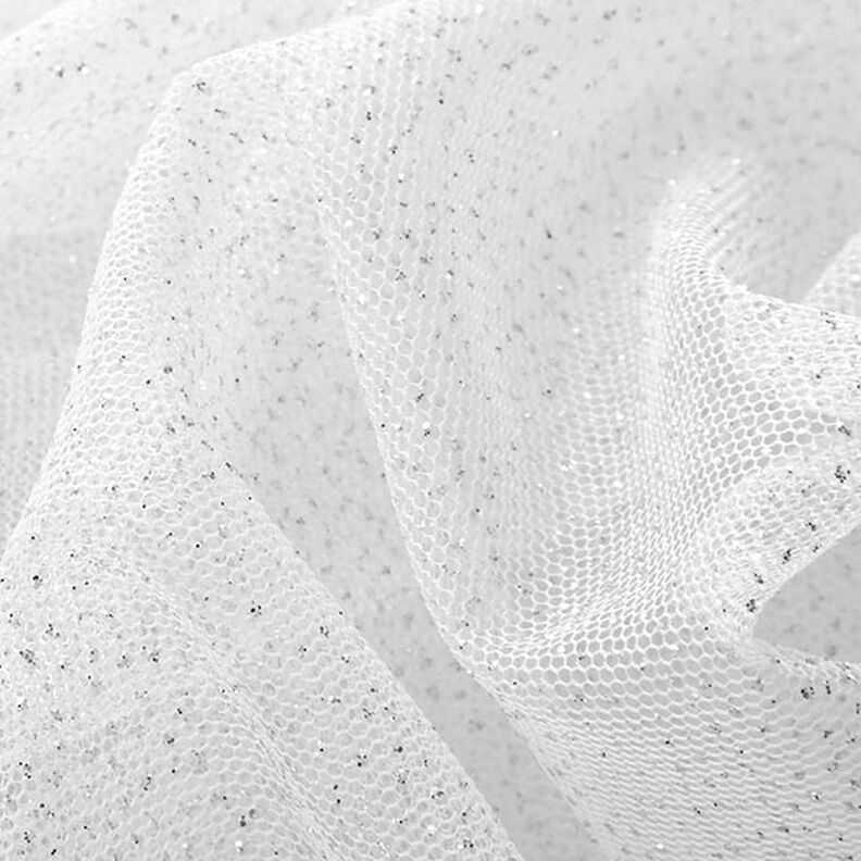 Tissu tulle scintillant – blanc/argent,  image number 3