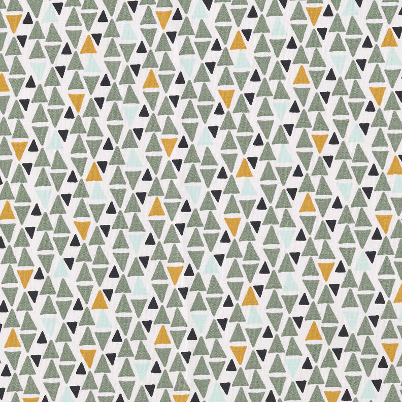 Tissu en coton Cretonne mini-triangles – roseau/blanc,  image number 1