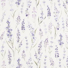 Tissu de décoration Semi-panama Champ de lavande – ivoire/mauve, 