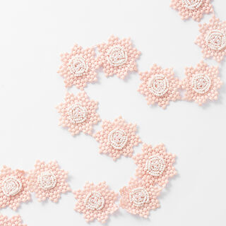 Ruban dentelle Fleurs [45 mm] – rose/blanc, 