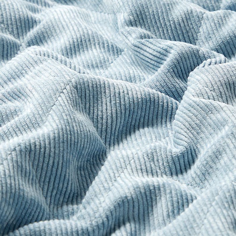 Tissu matelassé Velours côtelé à losanges avec envers fourrure – bleu clair,  image number 3