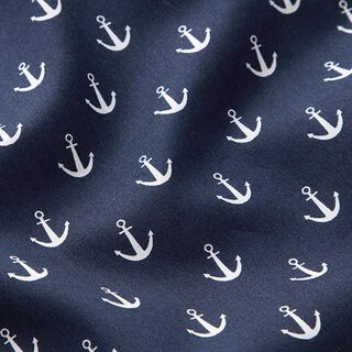 Popeline de coton petites ancres – bleu nuit, 