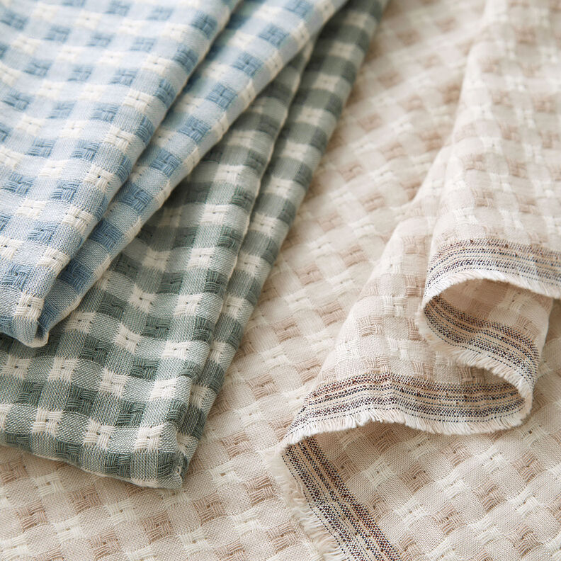 Tissu en coton à carreaux structurés – blanc/roseau,  image number 6